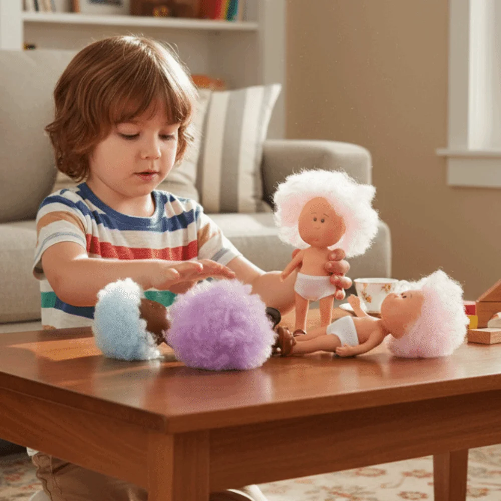 

Fashion Curly Hair 24cm Bean Eye Vinyl Dark Skin Dress Up Mia Potato 24cm Movable Action Figure Body DIY