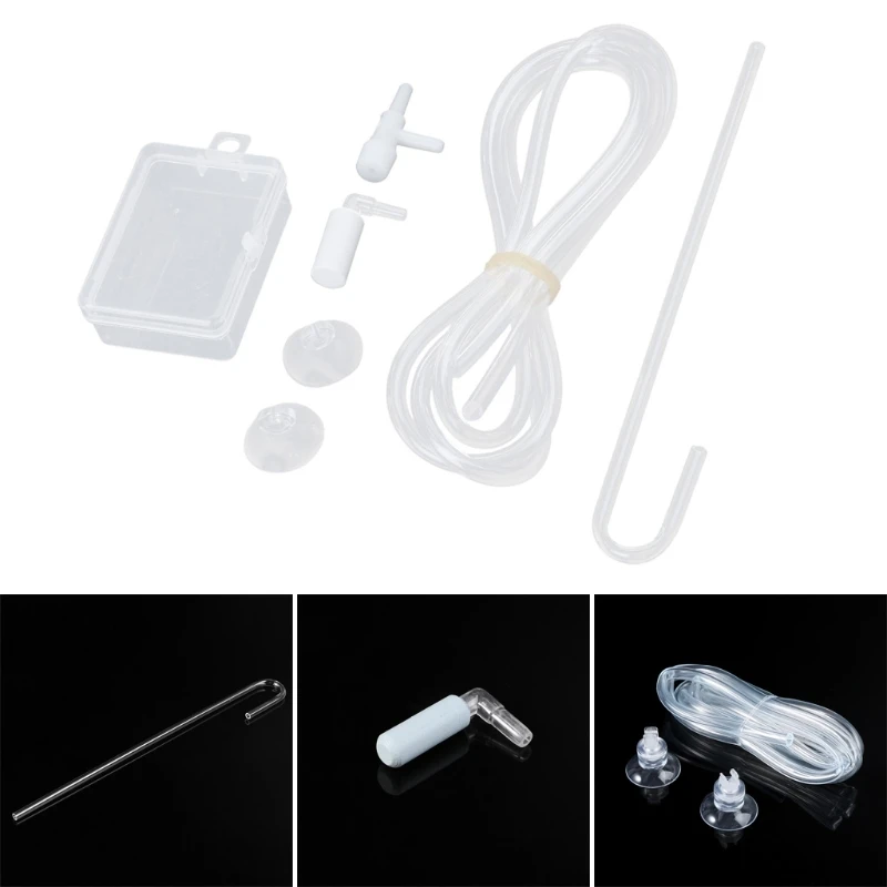 Aquarium CO2 Diffuser Kit Clear Acrylic Tube with Suction Cup Hose for Aquariums Planted for Tank Air Pump Accessories DropShip