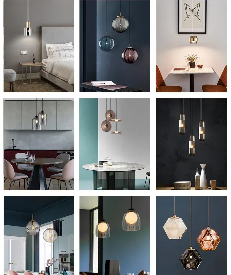 Nordic Postmodern Minimalist and Personalized Creative Glass Bar Coffee Shop Single Head Dining Table Home Decoration Chandelier