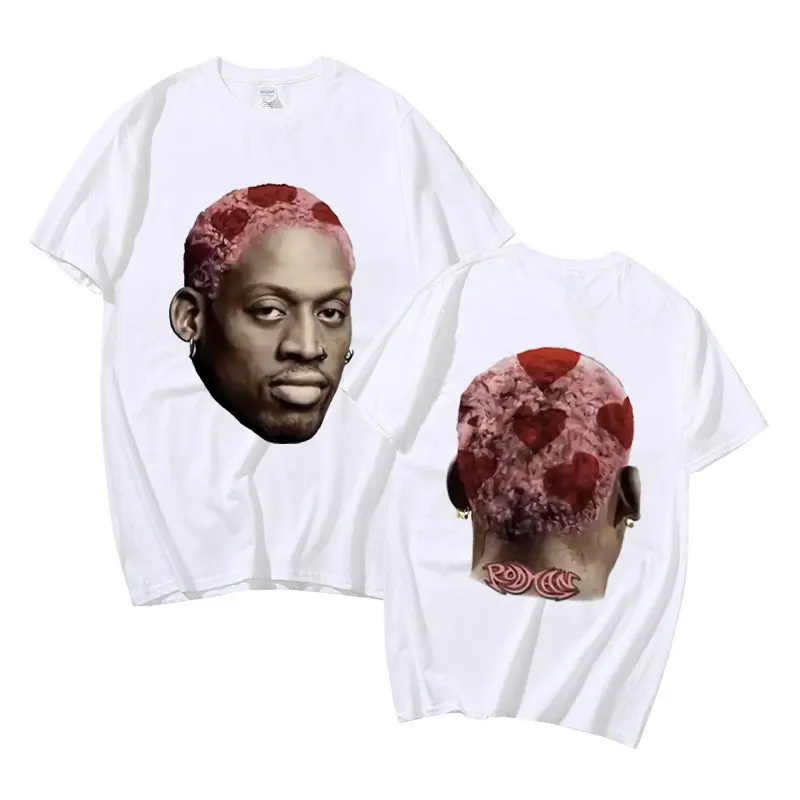 The Worm Dennis Rodman Big Face Double Sided Printed T-shirt Men Women Fashion Oversized Streetwear Male Vintage T Shirts Tops