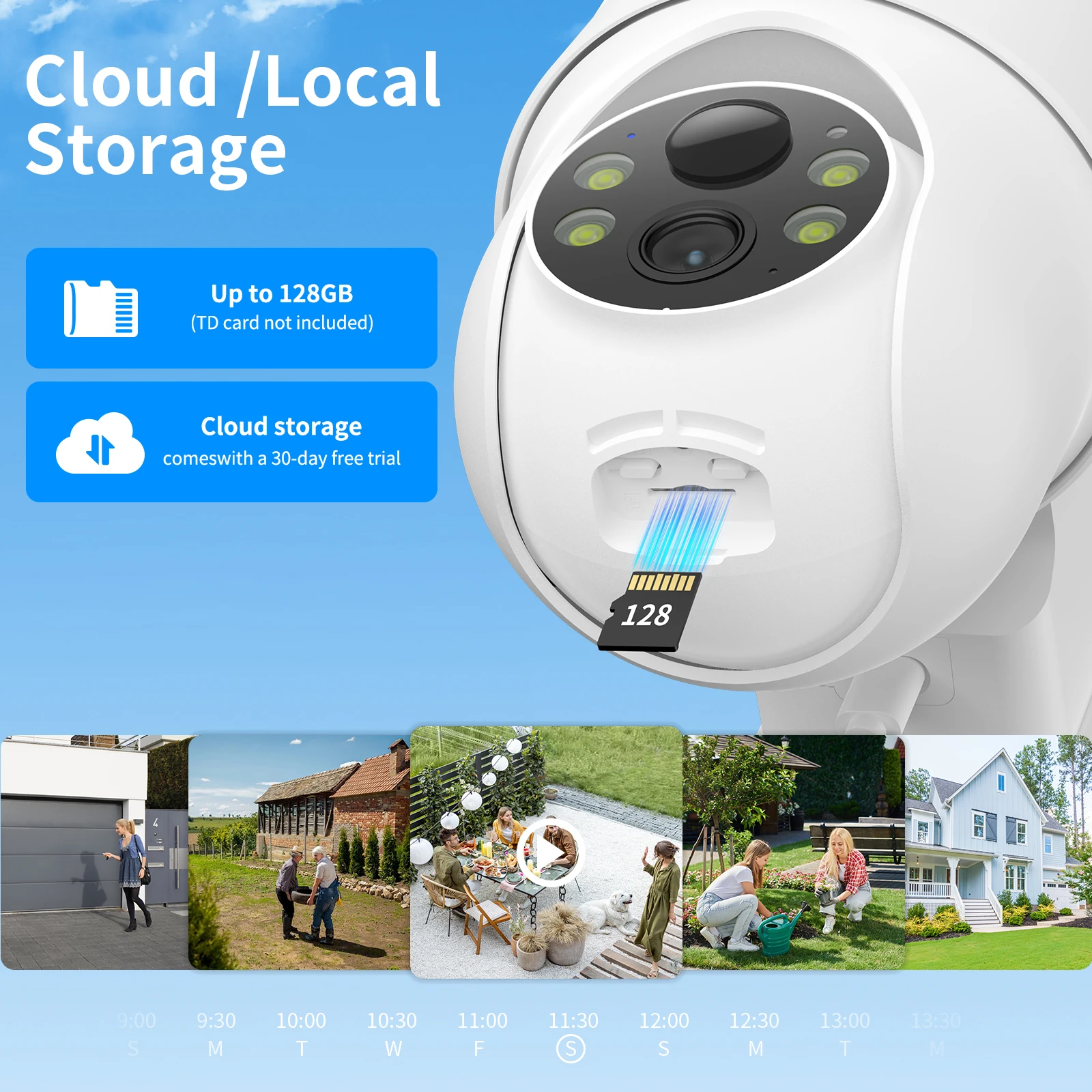 Galayou 2K HD 3MP Wireless Solar Camera Outdoor WiFi PTZ IP Camera Built-in Battery Video Surveillance Camera Human Detection