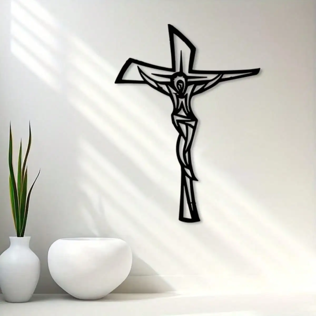 Vintage Metall-Wandkreuz-Dekoration - 63 Zoll Schwarze Silhouette für Kirche und Büro