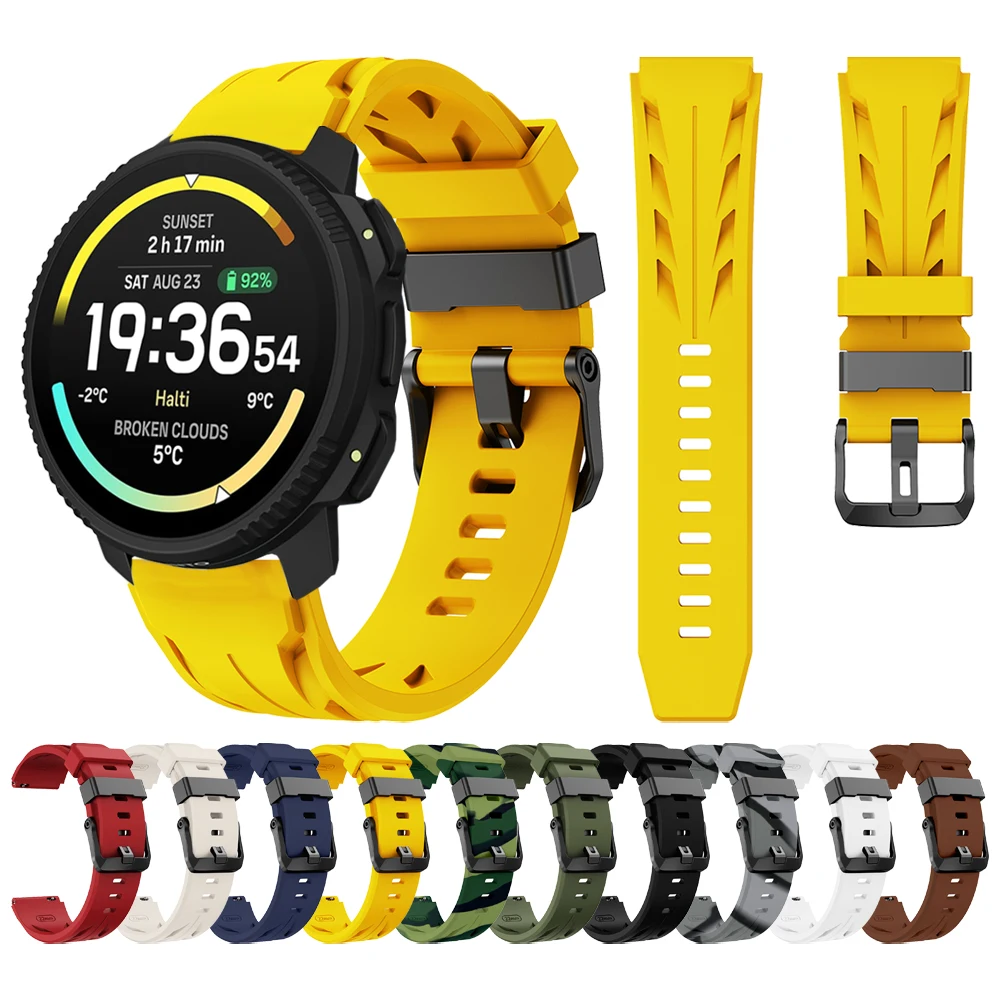 22mm Wristband Silicone Strap For Suunto Vertical 2 / RACE 2 S / Run / Ocean Replacement Band For Suunto 5 9 Peak Pro Bracelet