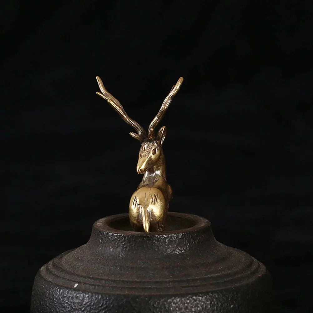

2pcs Brass Deer Figurine Ornaments Home Decor Accessories Key Ring Pendant DIY Craft Small Figurine Jewelry Making Supplies
