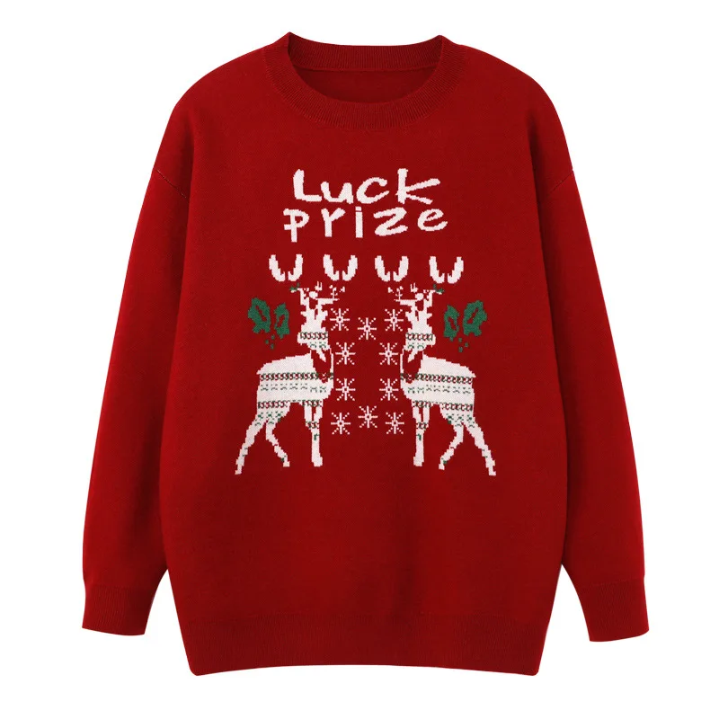 Family Matching Outfits Christmas Mum Daughter Cotton Deer Sweatshirt &Dress Dad Son Tops &Pants Couple Outfits New Year Clothes