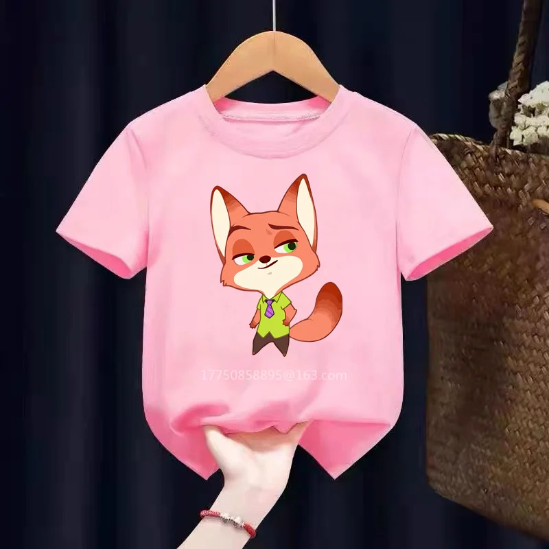 Summer Zootopia Kids T-shirts printing Baby Boys/Girls Cartoon Short Sleeve T shirt Children Tops 2024