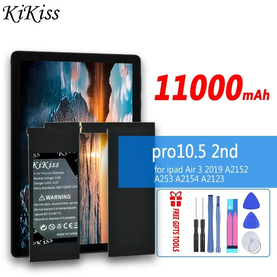 11000mAh KiKiss High Capacity Battery pro10.5 2nd For ipad Air 3 Air3 (2019) A2152 A253 A2154 A2123  Batteries