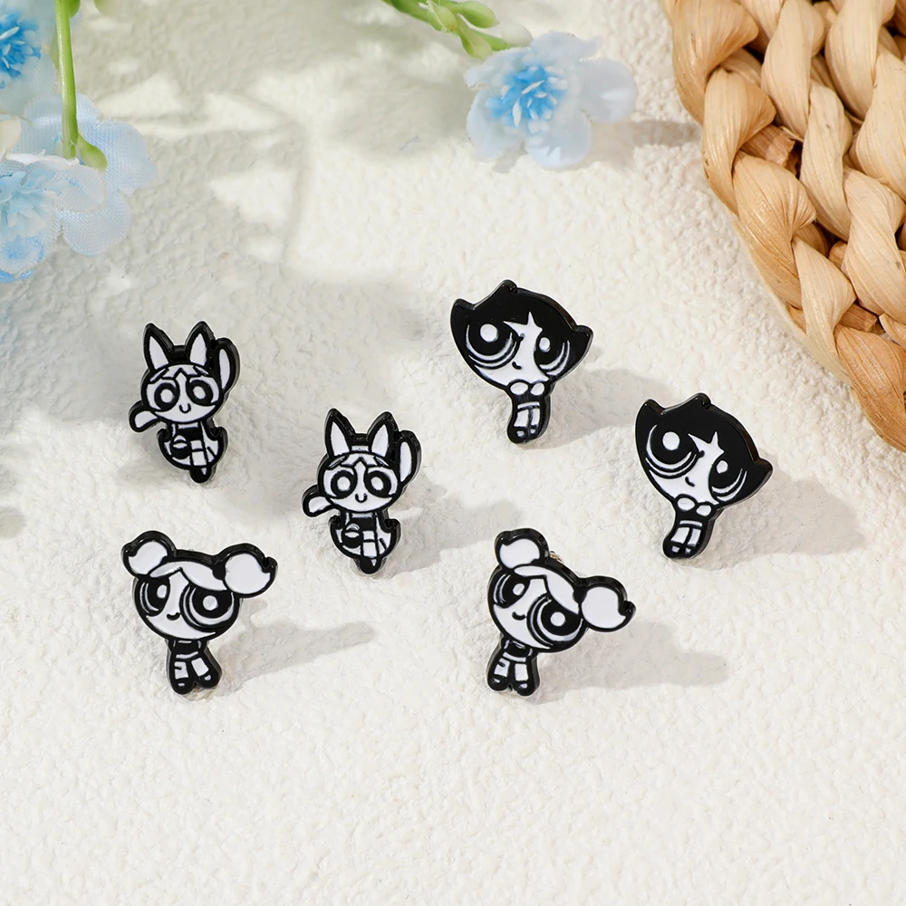 Cute Cartoon Graffiti Style Ear Studs Fashion Simple Anime Theme Jewelry Accessory Gift for Girls Birthday