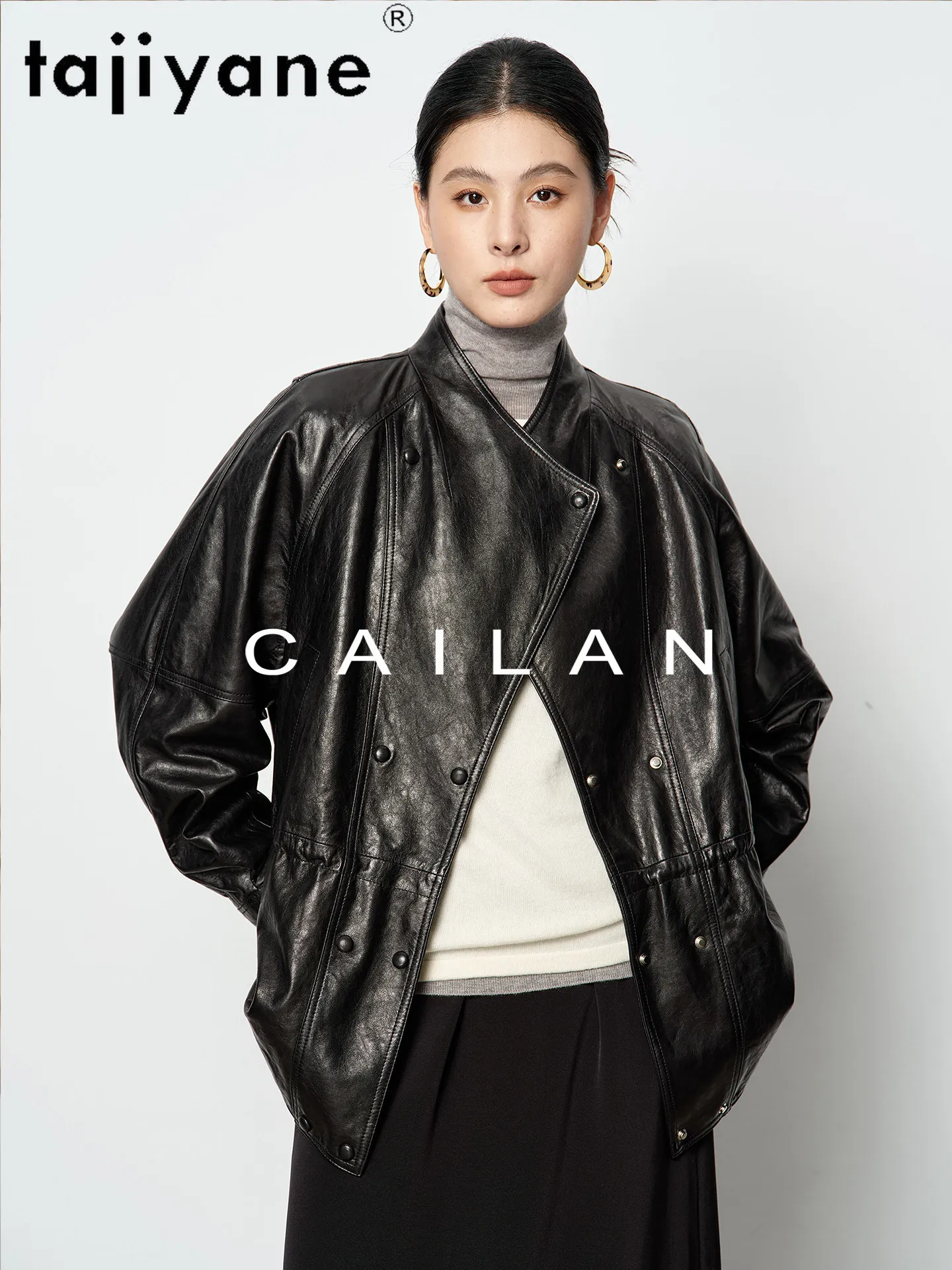 TAJIYANE オイルワックス加工シープスキンジャケット レディース スタイリッシュ ミドル丈コート 本革ジャケット 高品質 秋服 2025 шуба
