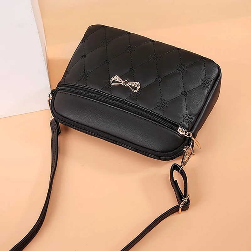 وصول جديد حقائب كتف بسيطة للنساء التطريز القلب Crossbody محفظة الإناث حقيبة يد جلدية سوداء حقيبة ساعي صغيرة #3