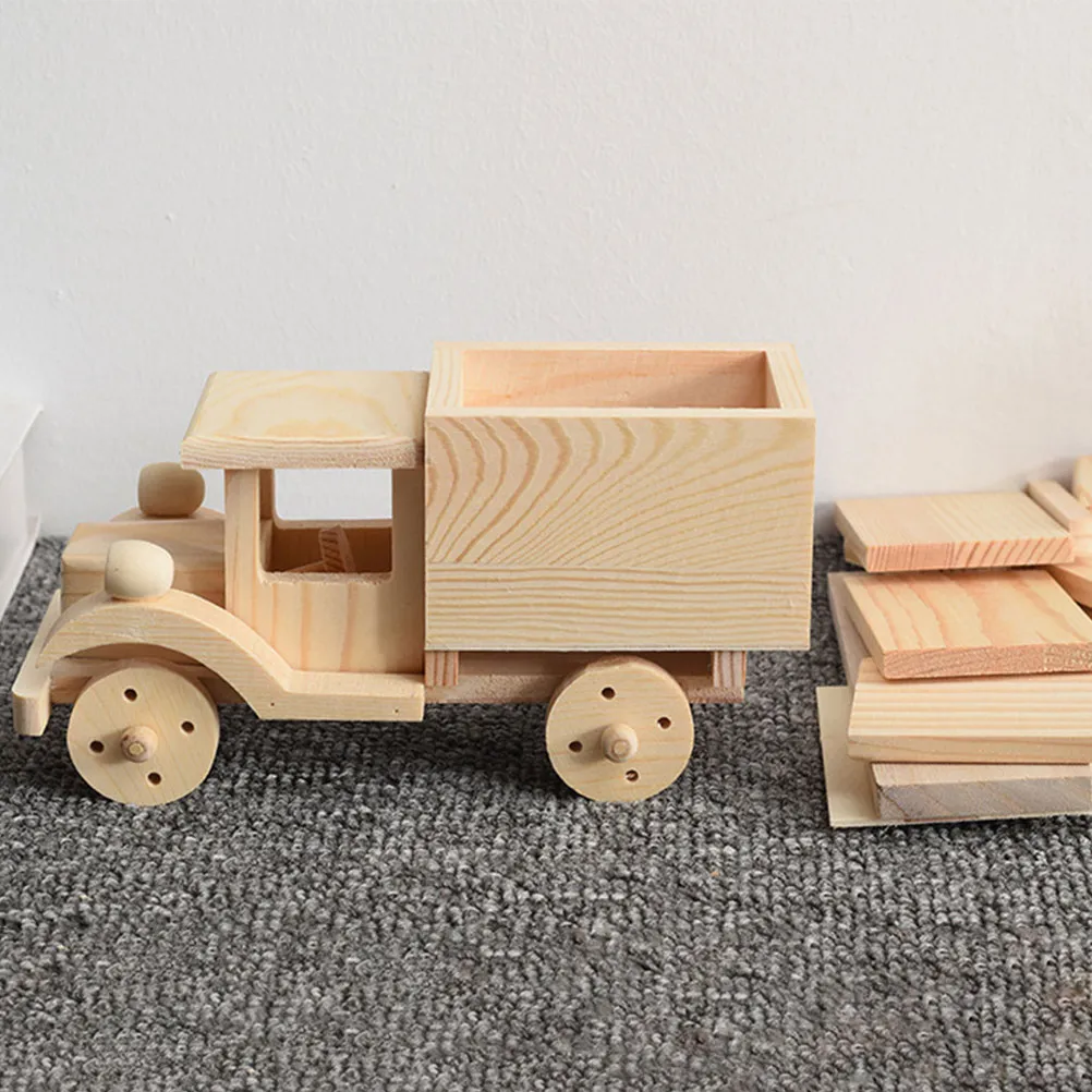 

2Sets Wooden Assembly 3D Puzzle Educational DIY Kids Hand Eye Coordination Learning Birthday Gift Decorative Tank Vehicle