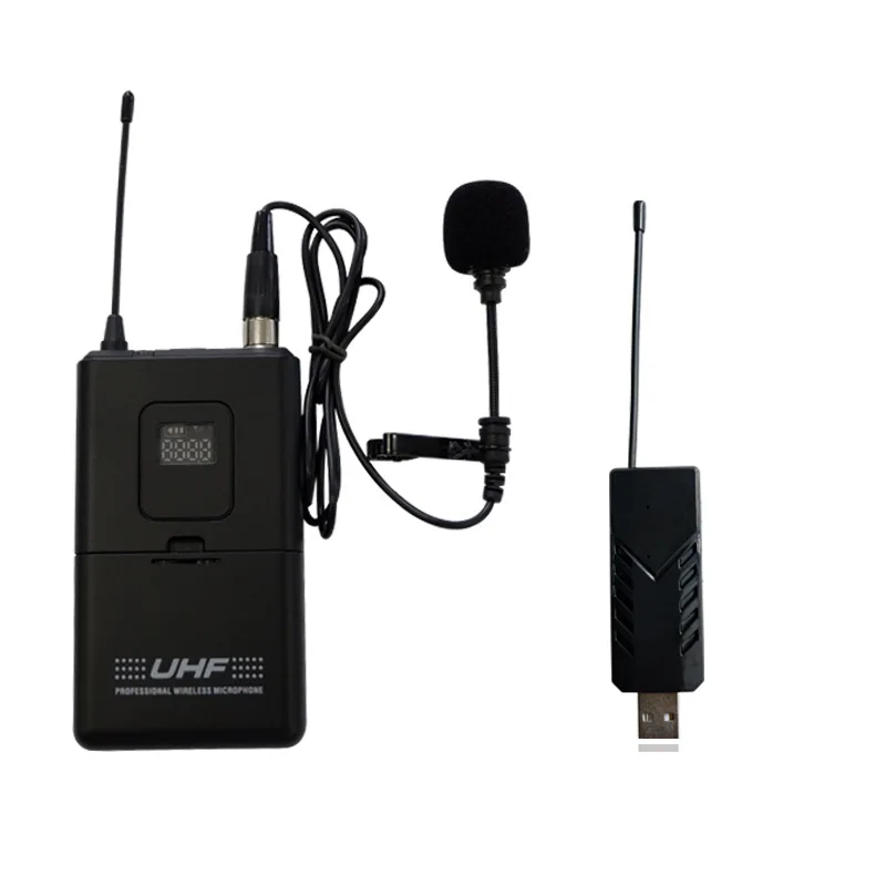 MINI Lavalier Clip-on Unidirectional Wireless Microphone with USB Receiver for Interview Recording & Podcast Laptop