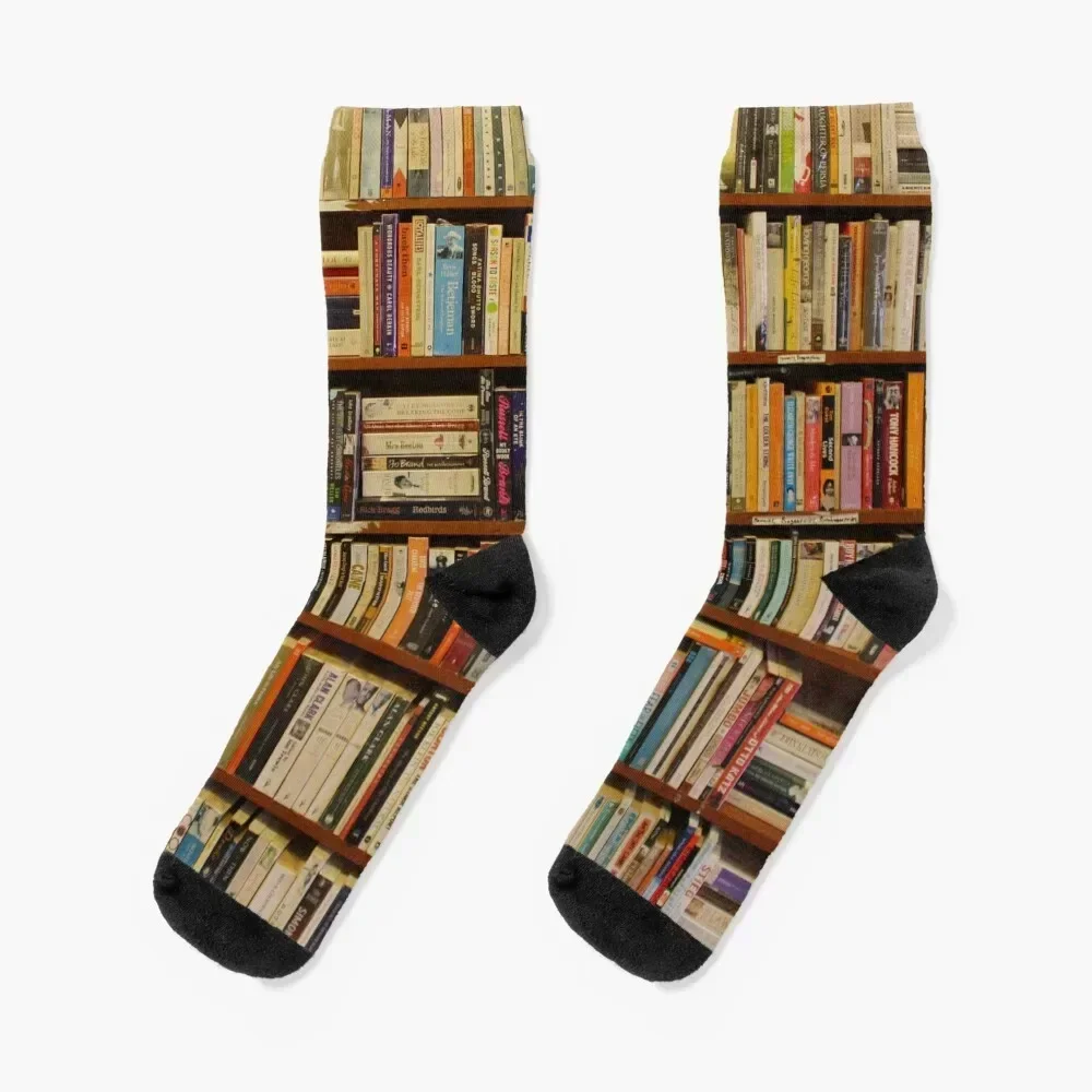 Bookshelf Books Library Bookworm Reading Socks designer floral golf Men Socks Women's