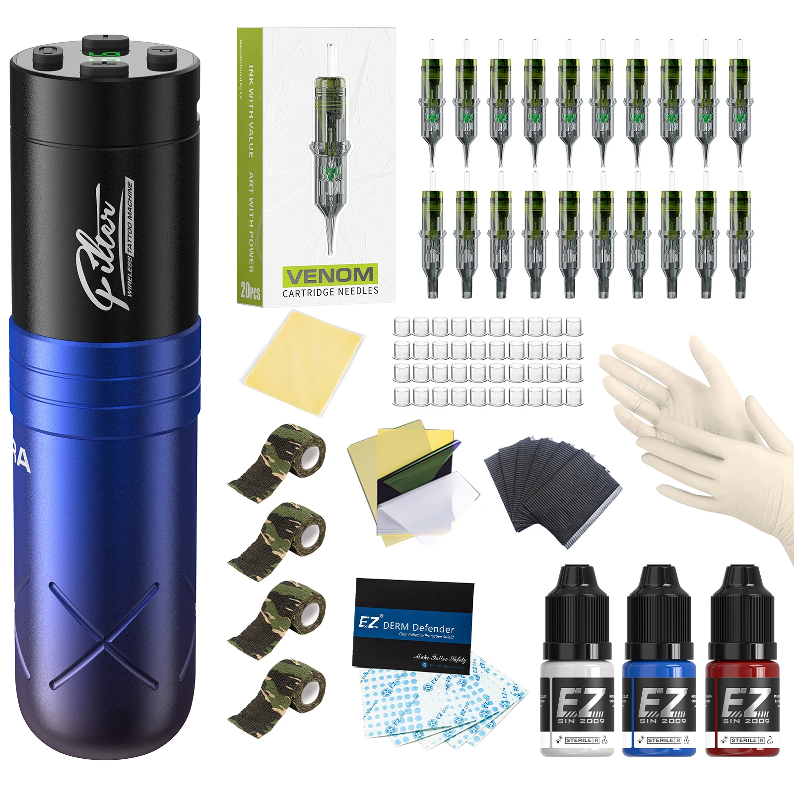 

Наборы пистолетов для татуировки с фильтром, беспроводной картридж, ручка для тату-машины с фильтрующим картриджем, иглы для татуировки, полные наборы