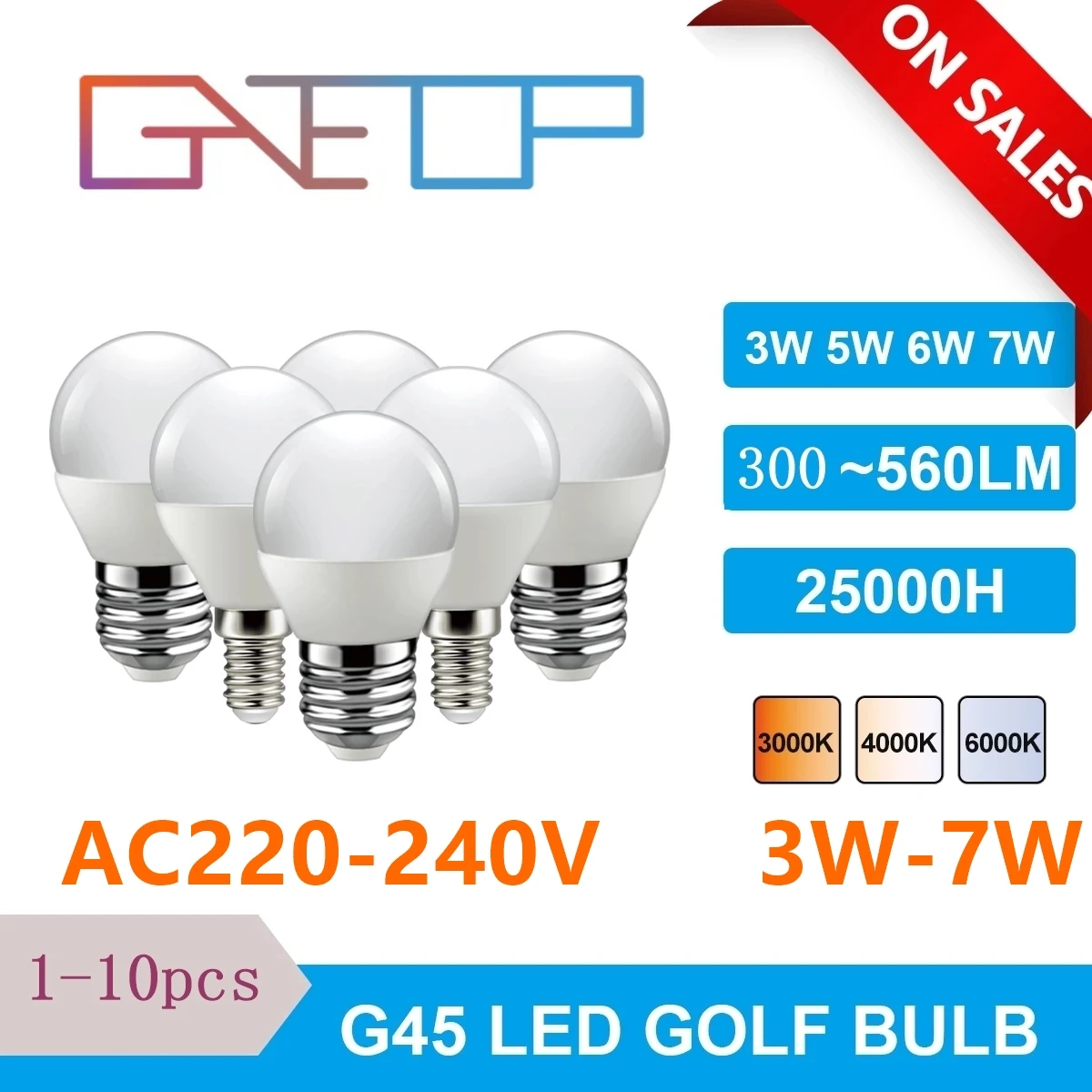 1-10PCS Led Bulb G45 3W 5W 6W 7W E14 E27 220V 3000K 4000K 6000k Lamp Light Suitable for kitchen, bedroom, office, hotel and home