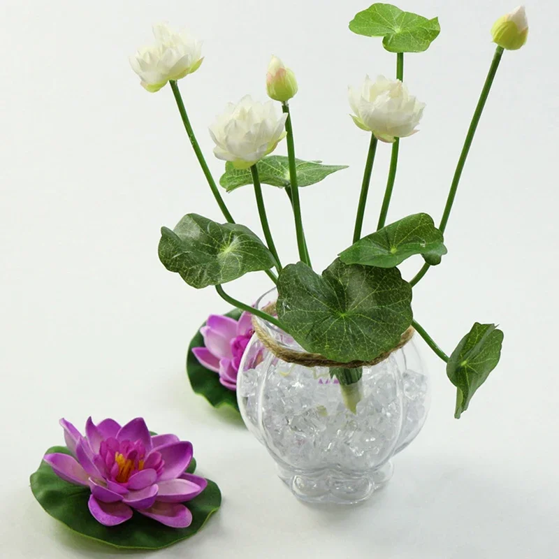 Artificial Simulation Mini Silk Lotus 4 Colors Green Plants Decoration for Home Hotel Garden Table Decor Fake Flowers