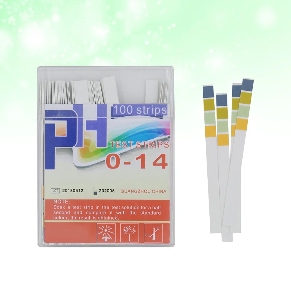 100 pz Strisce reattive Ph Grafico a 4 colori Gamma 0-14 Test rapido accurato per laboratorio Acqua Terreno Acquario Strumento di carta Ph