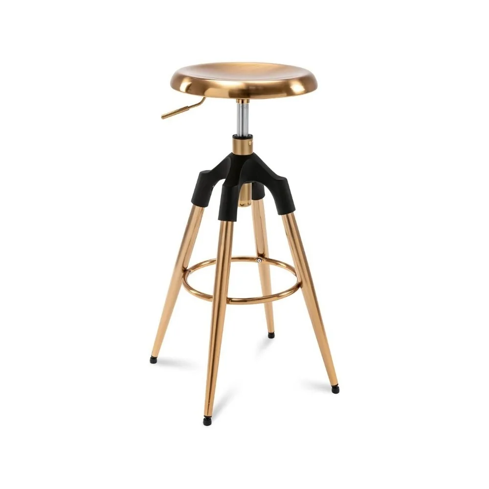 29-32.5 Inch Industrial Adjustable Bar Stool, Swivel Round Seat Metal Barstool with Legs