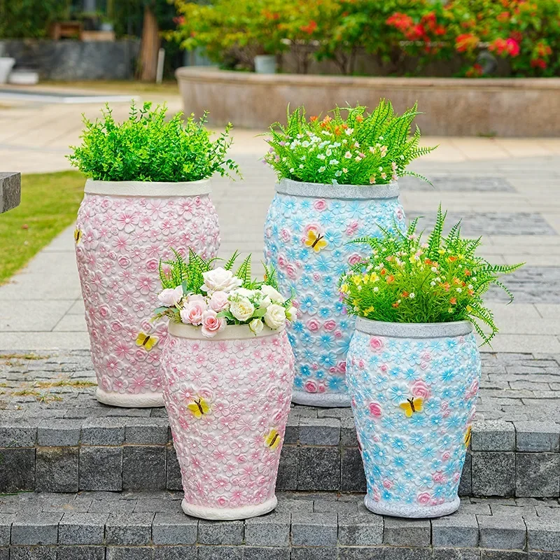 A13 Butterfly Flower Tank Courtyard Villa Garden Yard Arrangement Large Flower Pot Outdoor Decoration Ornament