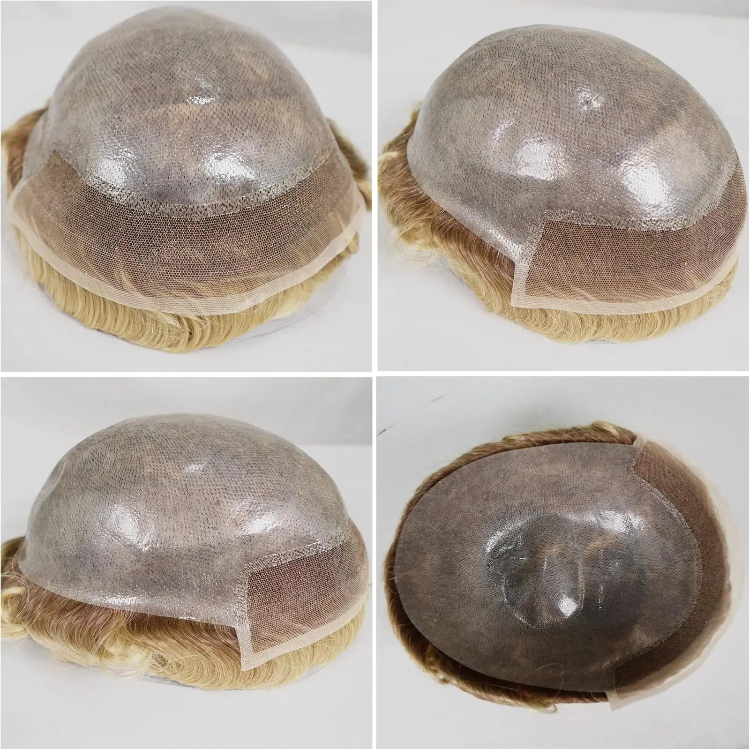 شعر مستعار بشري للرجال 10 × 8 بوصة، شعر بشري أوروبي دانتيل أمامي خصلات شعر طبيعية 0.06 مم جلد رقيق PU على شكل حرف V #5