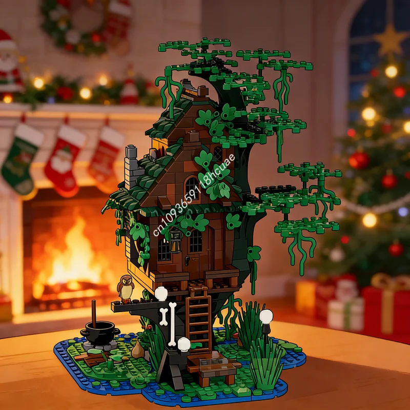 830개 MOC 마녀의 늪나무집 성 모델 블록 장난감 건축 조립 크리스마스 선물 DIY 창의 교육
