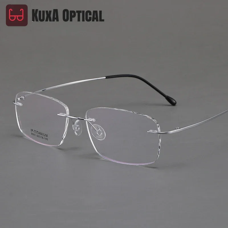 Okulary korekcyjne KUXA 2g Urltra-Light bez oprawek, soczewki optyczne, okulary na krótkowzroczność, męskie, personalizowane, progresywne, z czystego tytanu.