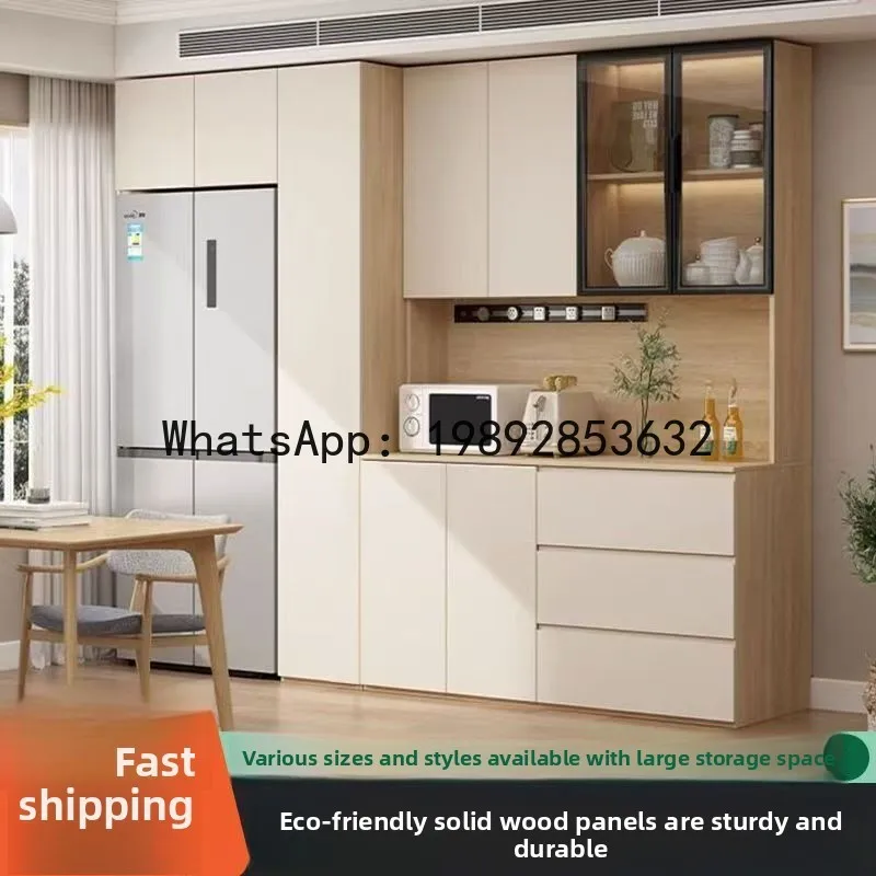 CZ Embedded Refrigerator Sideboard Integrated Wall-Mounted Modern Simple Solid Wood Sideboard Living Room Storage Cabinet