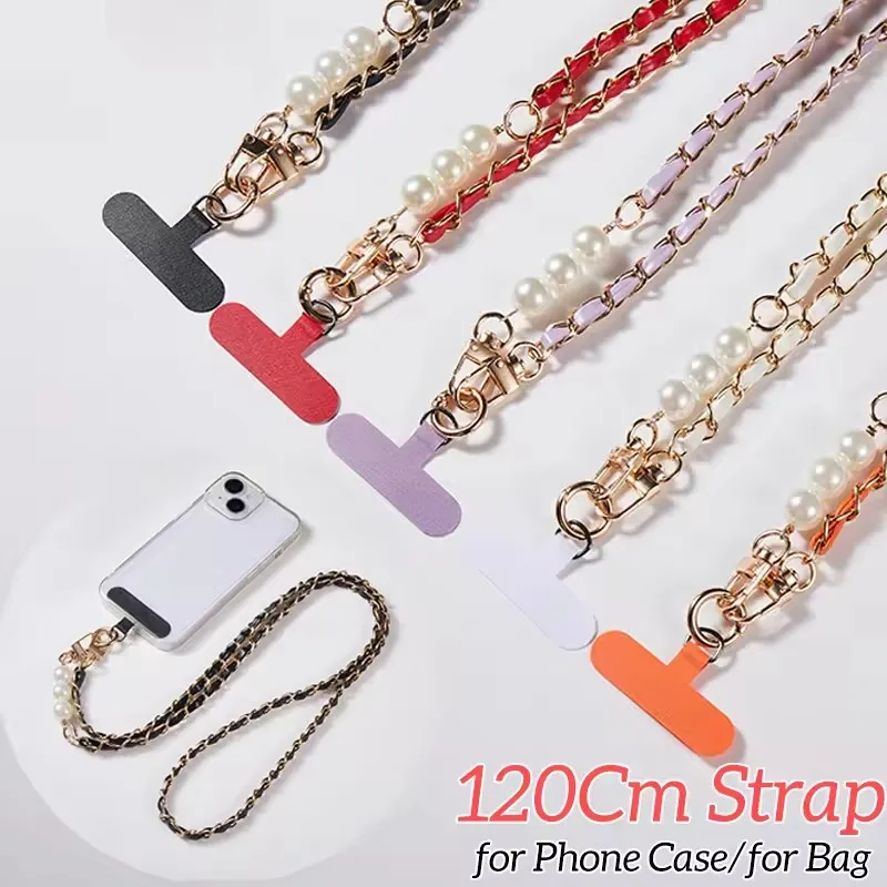 

Universal Crossbody Neck Strap Pearl Metal Phone Lanyard Anti-fall Hanging Cord Straps with Tether Tabs for IPhone Samsung Mi