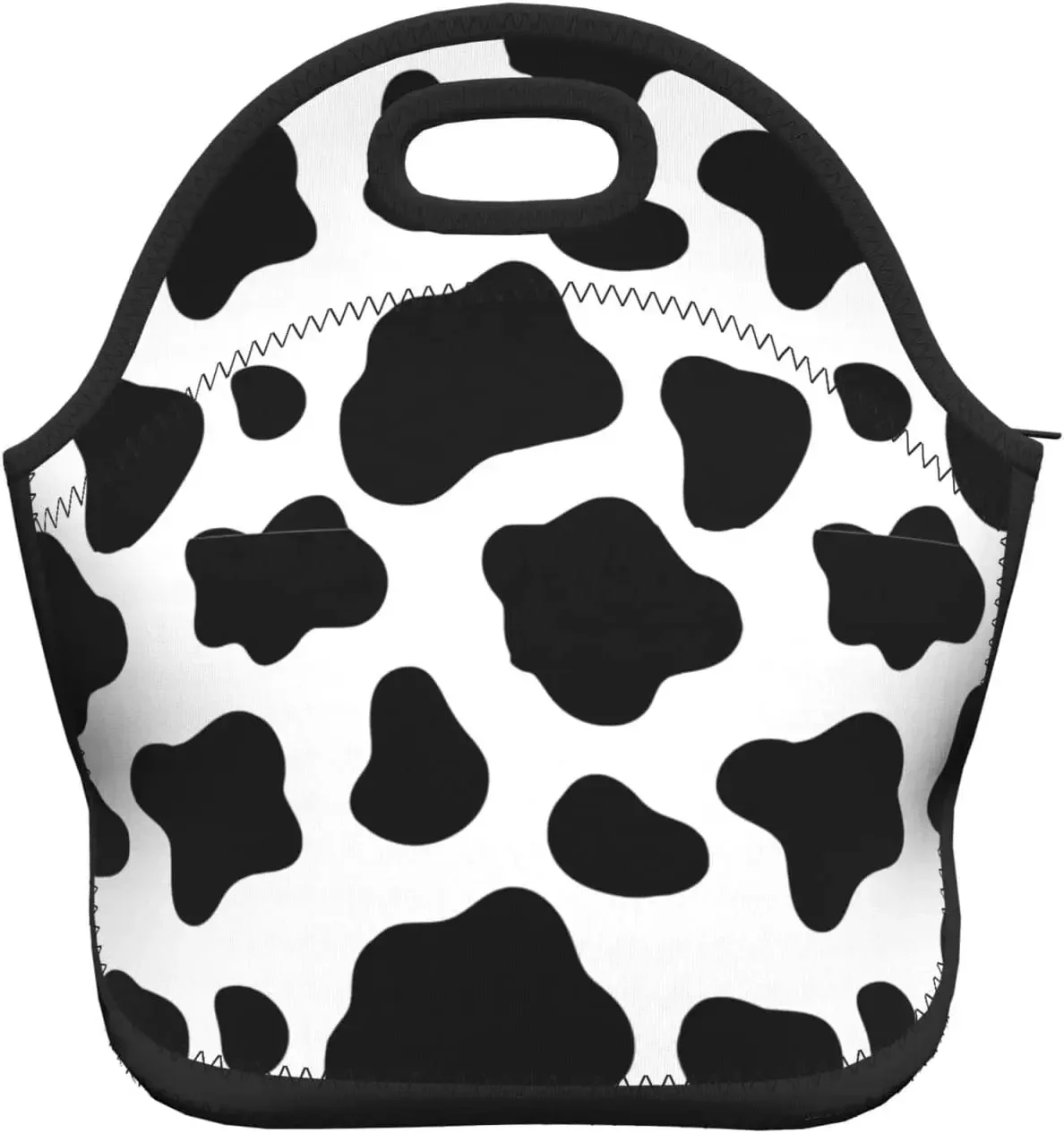 

Neoprene Lunch Bags Black And White Cow Print Reusable Insulated Lunch Tote Bags for Men & Women Work Picnic or Travel