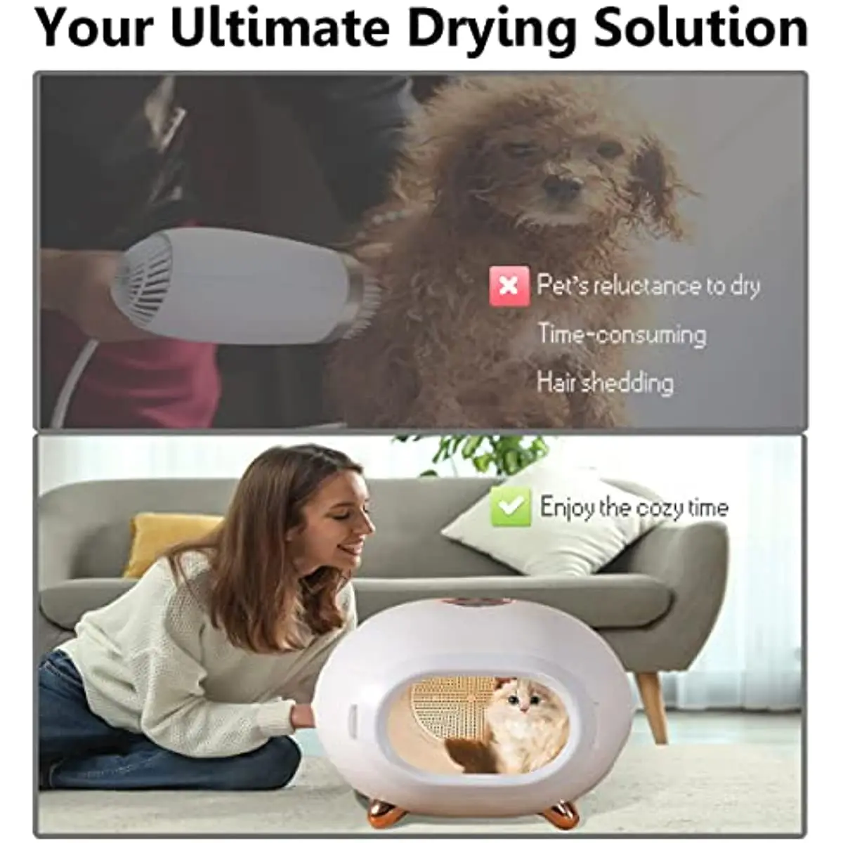 Pet Drying Box for Cats Puppy Automatic Dog Hair Dryer Box Dog Grooming 360 Degree Dog Blower Adjustable Temperature Pet Dryer