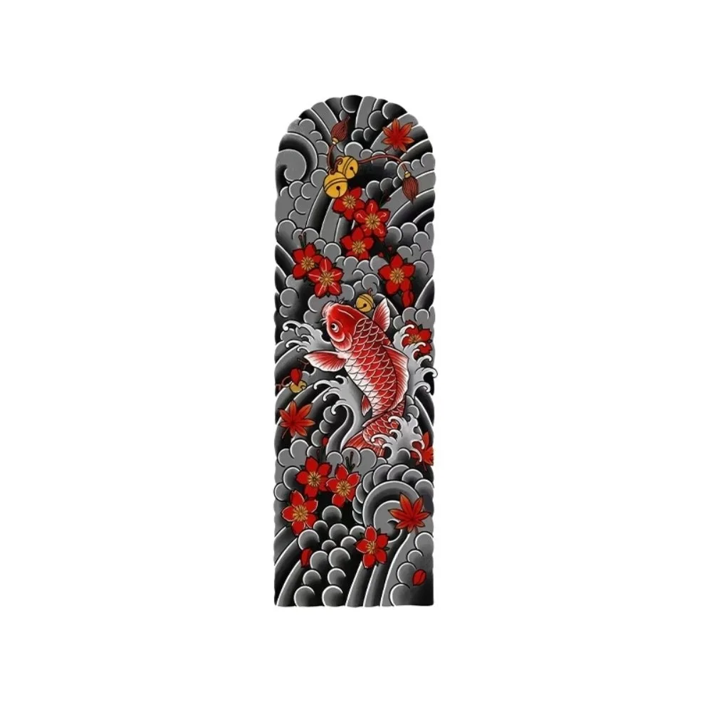 Japanese Demons Arm Sleeve Tattoo Sticker Koi Fish Geisha Japanese Style Temporary Tattoos Flower Peony Water Transfer Tattoo