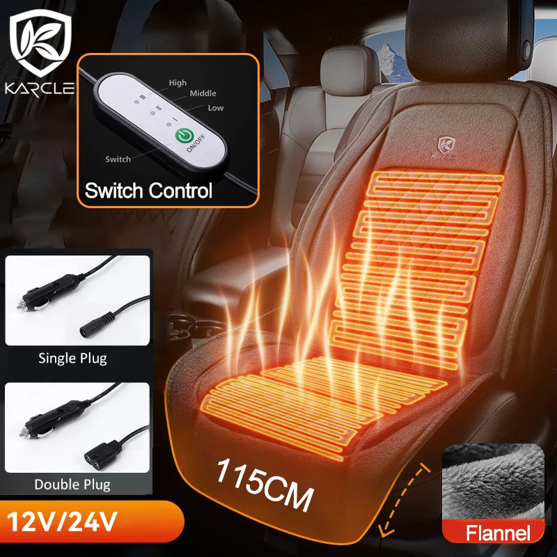 12-24V Heated Car Seat Flannel Cushion Winter Lengthen Warmer Seat Heating Car Accessories Pads Universal Auto Seat Heater Cover