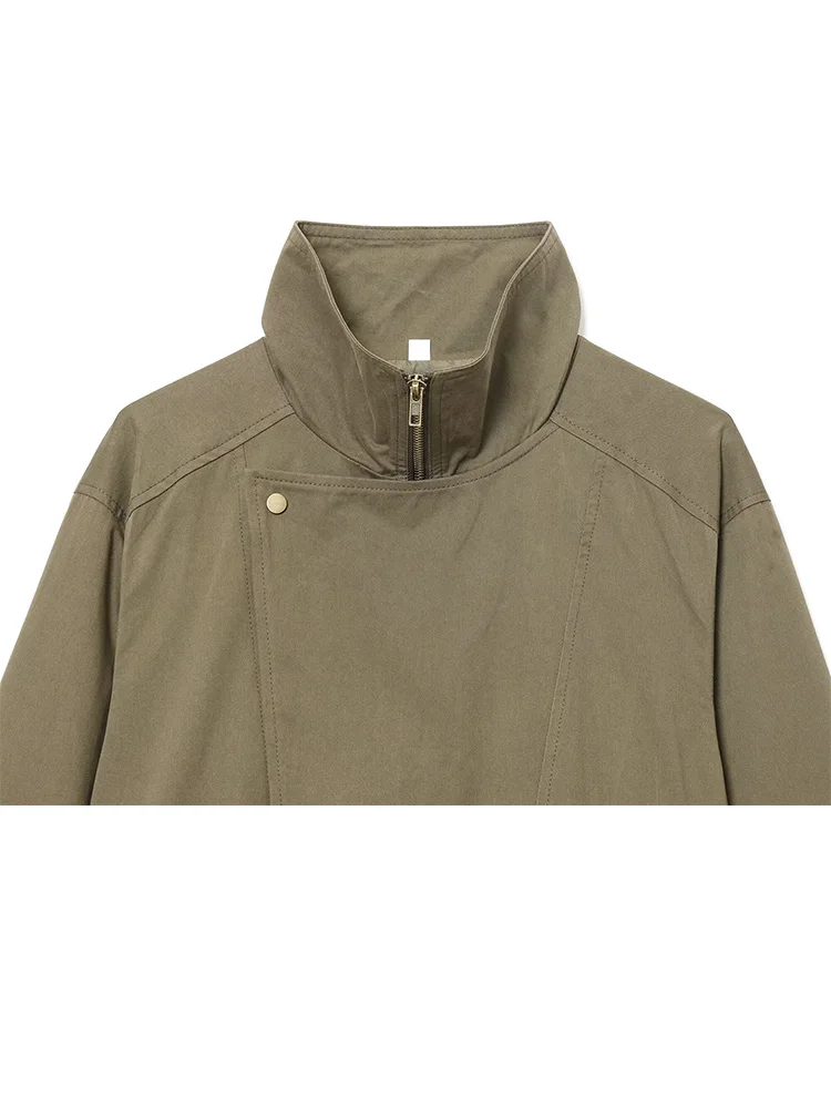 HH Woman Autumn Streetweer Style Jackets Solid Turn-Down Collar Pocket Single Breasted Woman's Fashion Long Sleeves Coats Mujer