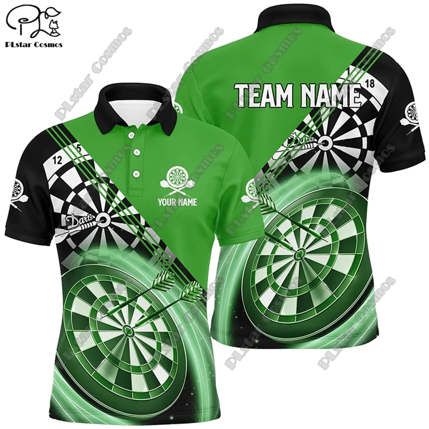 

New Colorful Flame Throwing Darts Polo Shirt Customized Name Unisex 3D Printed Darts Club Polo Shirt F-1