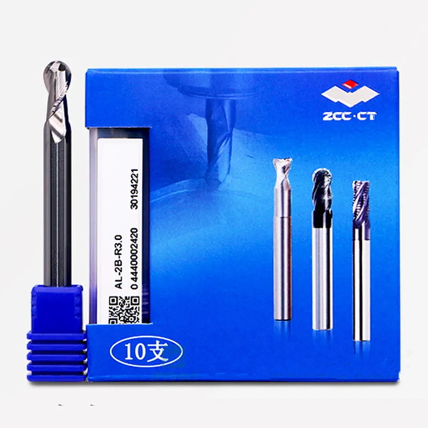 AL-2B-R3.0 AL-2B ZCC.CT Solid hard alloy tungsten steel end mill AL-2B-R3.0 Double-edged for aluminum Ball nose end mill 1pc/box