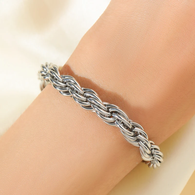 EILIECK 316L Edelstahl Dicke Gedrehte Metallkette Halskette Armband für Damen 18K Vergoldet Wasserdichtes Schmuckset – Detail 11