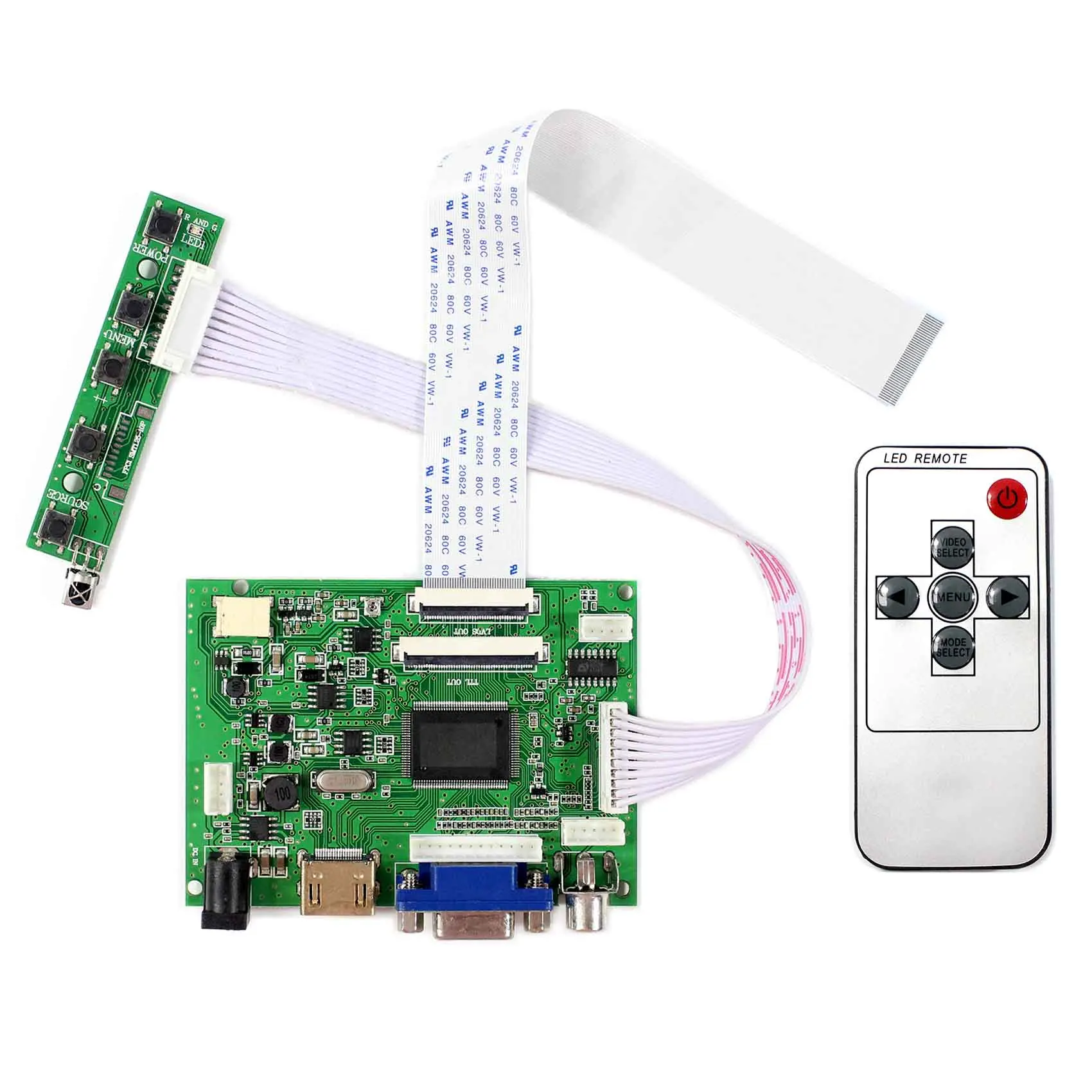 6.5,7,8,9,10.1 800X480 1024X768 1280X800 Ttl to Vga Converter Vga 2Av Reversing Driver Board Universal Lcd Controller Board