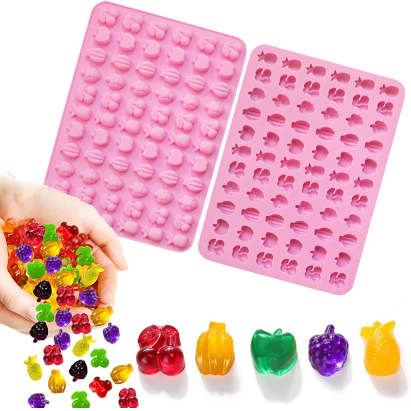 Silicone Fruit Snack Molds for Kids-Bpa Free Pineapple Banana Cherry Apple Grape Shapes Gummy Candy Chocolate DIY Mold