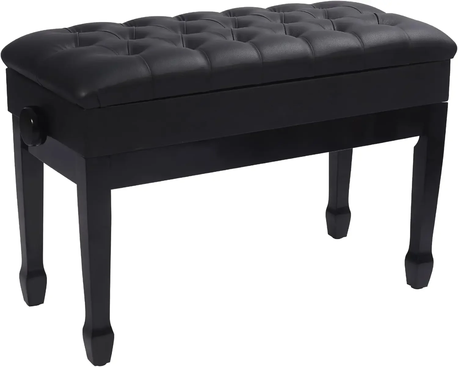 Adjustable Duet Piano Bench with Storage,Heavy Duty Wooden Double Keyboard Piano Bench Seat with PU Leather Cushion,Black