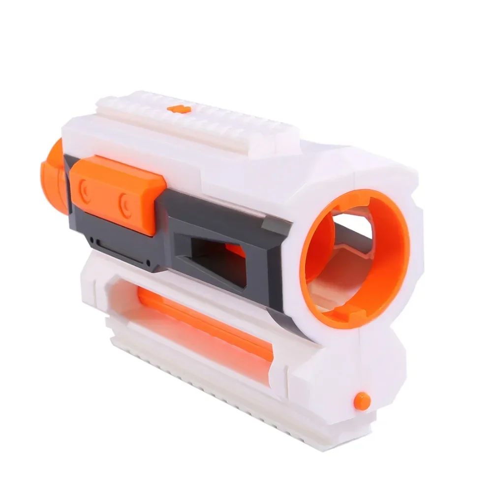 Modified Part Front Tube Decoration with Upper and Lower Guide Rail for Nerf Elite Series - Orange + Grey For Nerf Mod