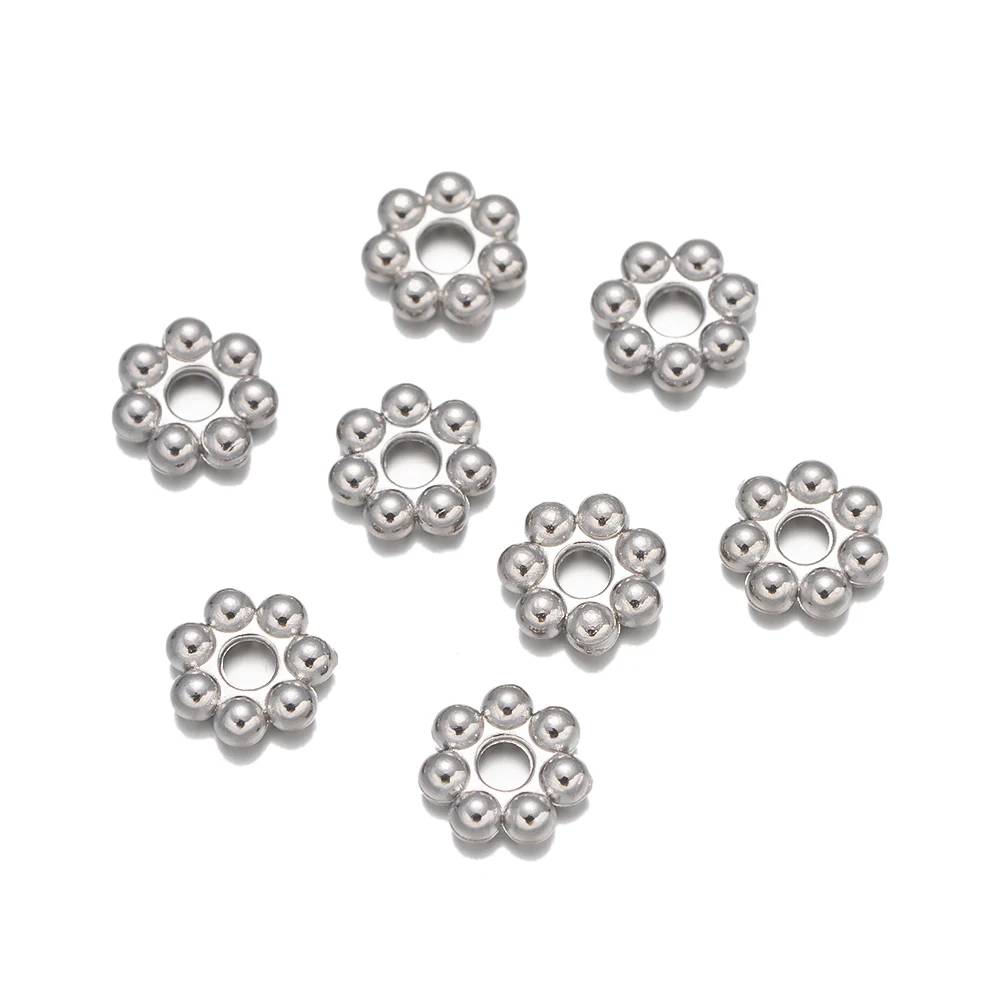 Perles d'espacement en acier inoxydable pour bracelets de bricolage, détruire AndrSnowflake Flower, colliers de la présidence, fournitures de bijoux de direction, accessoires, 20 pièces