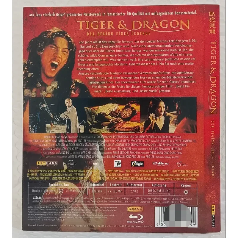 Crouching Tiger Hidden Dragon Blu-ray Disc Directed by Ang Lee Classic Martial Arts Masterpiece Chow Yun-fat Michelle Yeoh