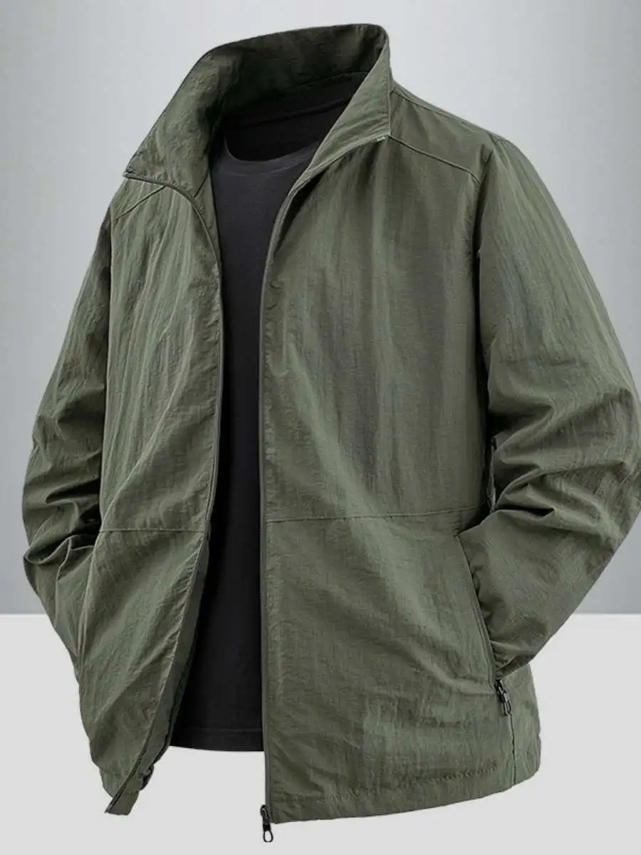 

New Men's Spring Autumn Stand Collar Jaet Thin Casual Waterproof Nylon Outerwear Faionable Korean Sle Winter Coat