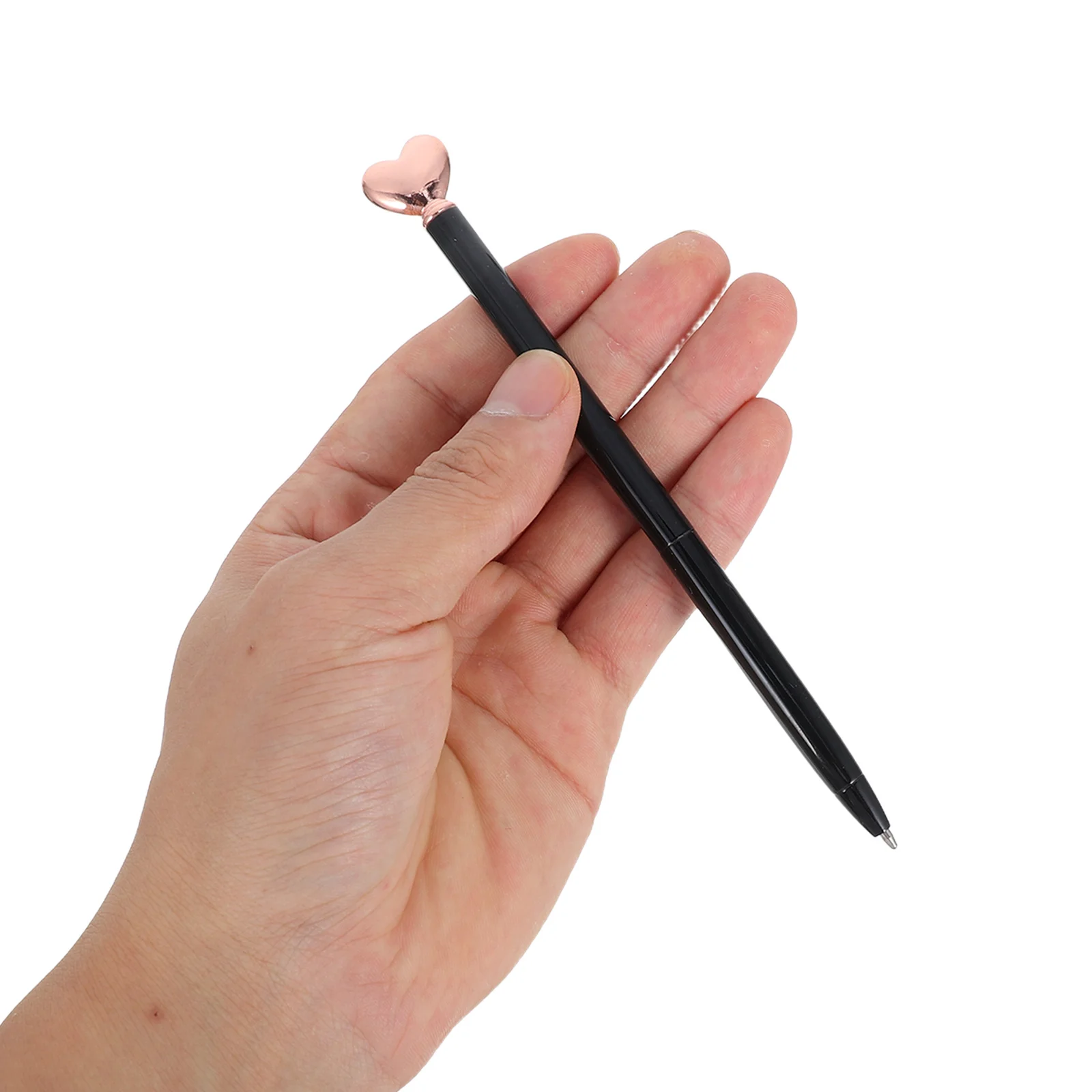 

10pcs Heart Ballpoint Pens Refillable Retractable Metal Decorative Pens For Valentine'S Day Wedding Party Favors Black Rose Gold