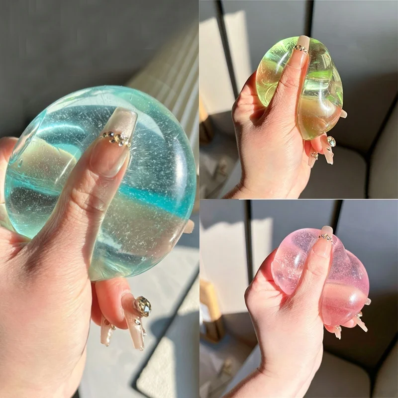 Pink Blue Green Maltose Squishy Ball Translucent Non-toxic Rotundity Jelly Texture Stress Relief Sensory Soothing Calming Toy