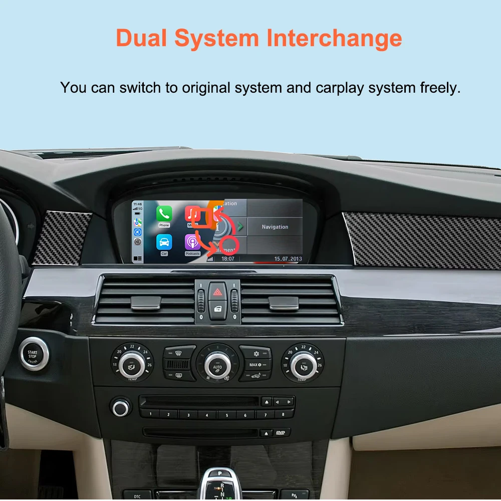 Bonroad Wireless Carplay Android Auto Nachrüst-Kits für BMW 3er/5er Serie E60 E61 E62 E63 E64 E90 E91 E92 E93 CCC CIC System – Detail 7