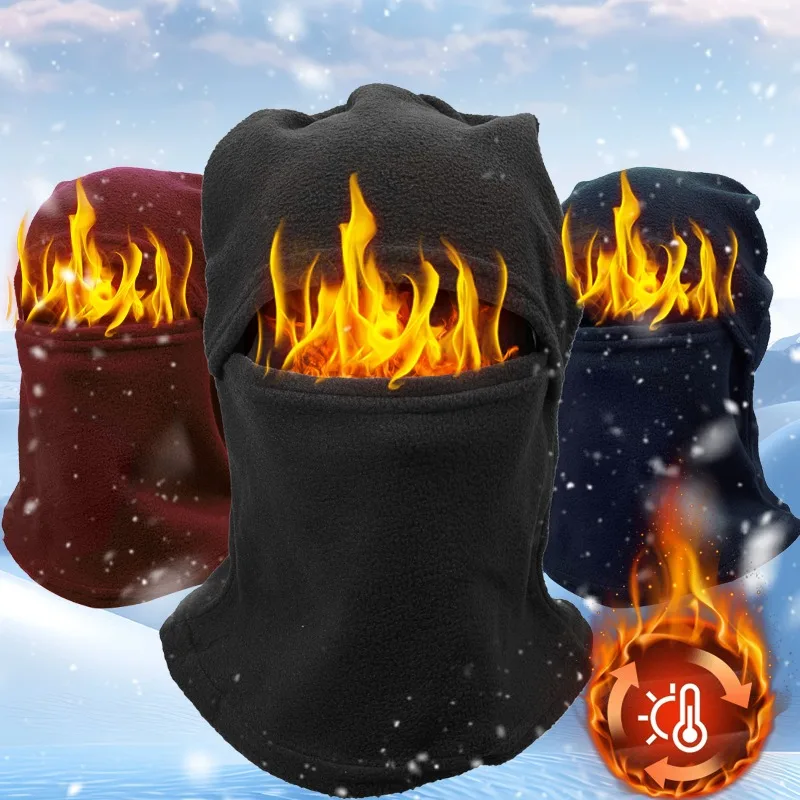 

Winter Warm Pullover Hat for Women Men Full Face Mask Polar Thickened Fleece Plush Windproof Ear Protection Knitting Cap Outdoor