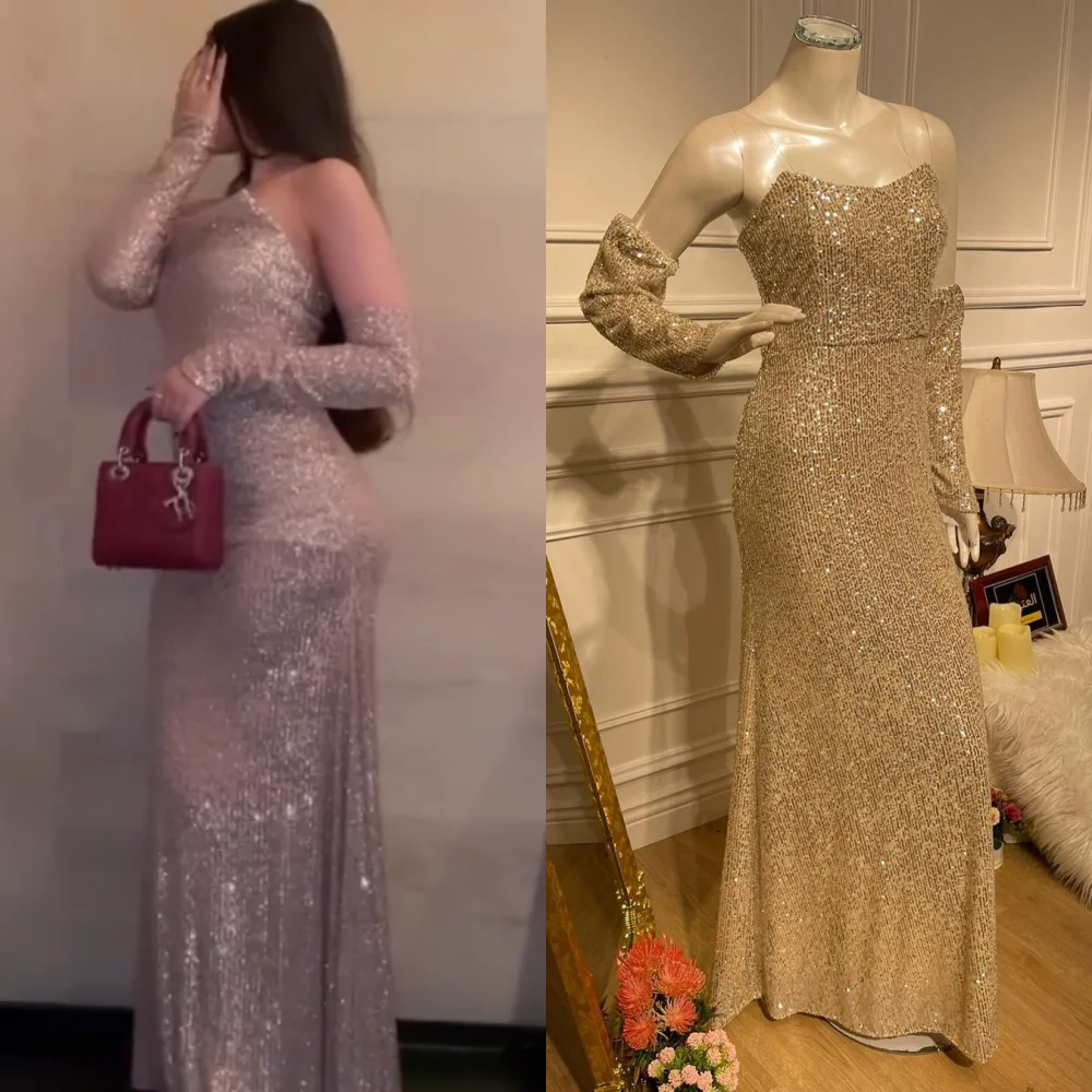 Jiayigong-vestido de lentejuelas sin tirantes para mujer, traje Formal de alta calidad con corte en A, lavanda, 2023