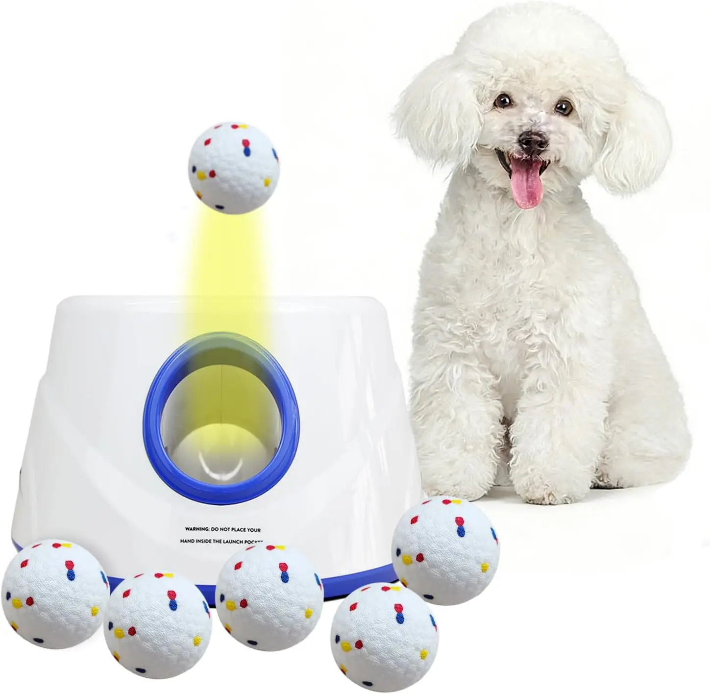 

Automatic Dog Ball Launcher with Adjustable Distance, ETPU Balls for Small/Medium Dogs, Indoor Outdoor Interactive Toy