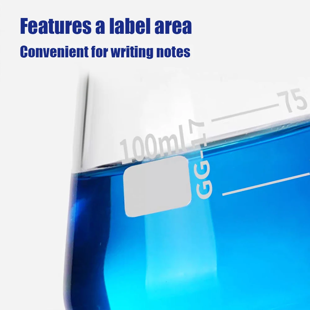 50–500ML Clear Graduated Round Glass Media Storage Bottles with Blue GL45 Screw Caps for Laboratory Water and Reagent Liquids